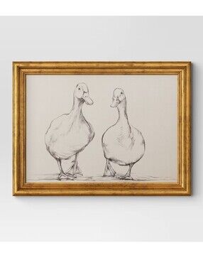Threshold NWT 16"x12" Goose Sketch Canvas Board Gold Framed Wall Art